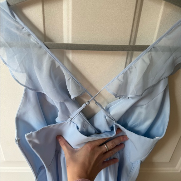 Revelry Elegant Light Blue Ruffle Maxi Dress - Picture 3 of 9